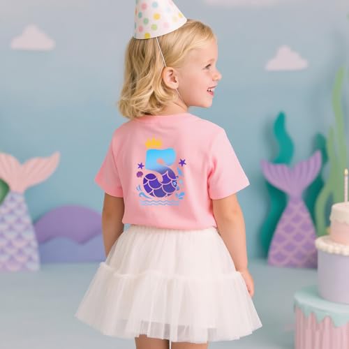 Birthday Girl Mermaid T-Shirt for Ages 2-6 | Cute Cotton Short Sleeve Tee | Perfect Birthday Party3