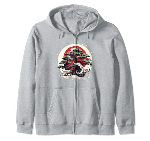 Camisa retro de bonsái con diseño de árbol zen de caligrafía de Buda Sudadera con Capucha