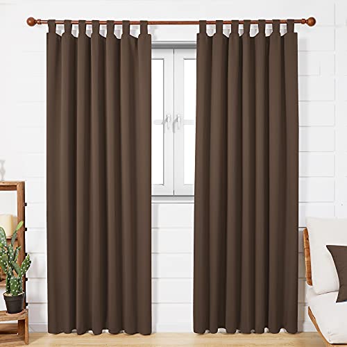 Deconovo Tab Top Window Treatments Blackout Curtains Thermal Insulated Curtains for Living Room Brown W55 x L87 Inch One Pair - Image 3