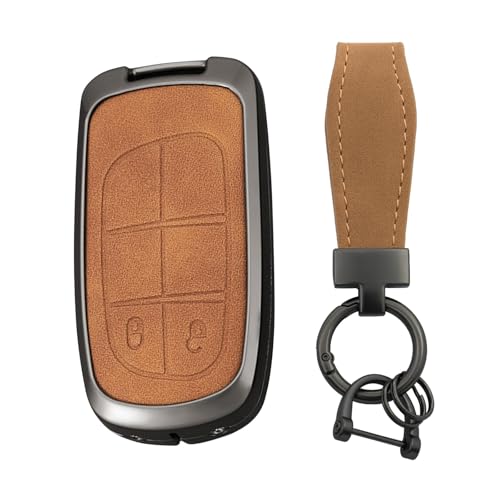 Coque de clé Jeep en alliage de zinc marron | Étui haut de gamme Dodge
