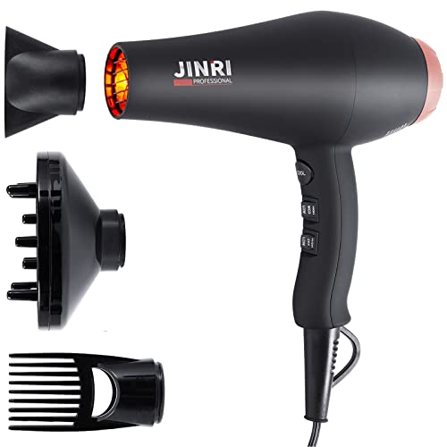 Professional Infrared Ionic Hair Dryer with Diffuser, Concentrator & Comb - Fast Drying, Quiet Design