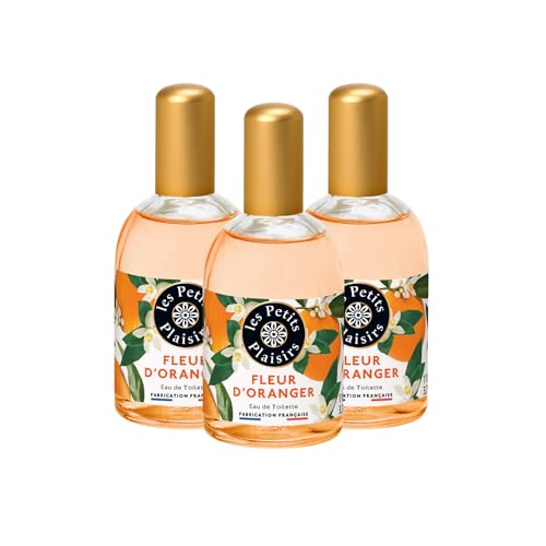 Les Petits Plaisirs - Lot de 3 - Eau de toilette Fleur d’oranger. Eau de toilette femme, Florale & Lumineuse. Coffret cadeau. Made in France. 110ml