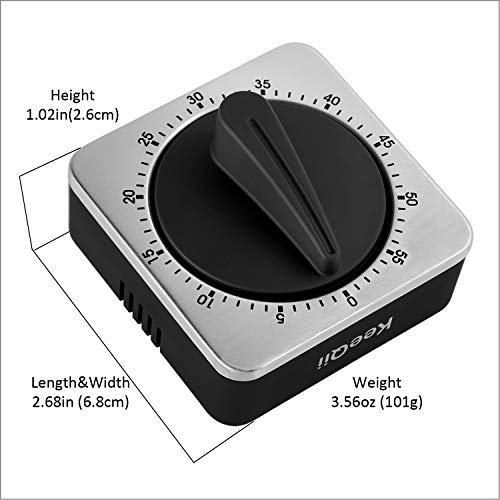 Keeqii Timer Kitchen Timer 60 Minute Timing With 80Db Alarm Sound Magnetic Countdown Timer Home Baking Cooking Steaming Manual Timer Stainless Steel Face Mechanical Timer (New Timer) #TOP6