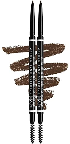 NYX Micro Brow Pencil Augenbrauenstift – Doppelseitig, Vegane Formel, Farbe Taupe (2er Pack)