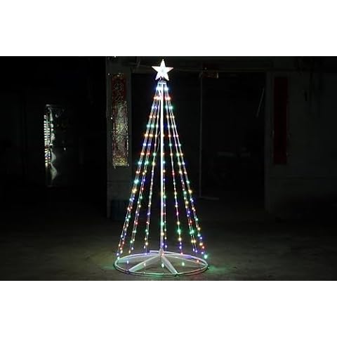 GOZFLVT Smart LED Outdoor Christmas Tree LightShow App Control, 6.9Ft Outside Tall Cone Artificial Flag-Pole Christmas Trees Decor for Xmas New Year, Arbol de Navidad (WarmWhite/Multicolor, 6.9FT) Cover