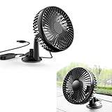 Sinytuto 1 PC Car Dashboard Fan, ABS Single-head Three-blade Suction Cup Three-speed Windshield USB Mini Fan, Auxiliary Cooling Accessory, Compatible with Most Cars, Trucks, and Excavators (Black)