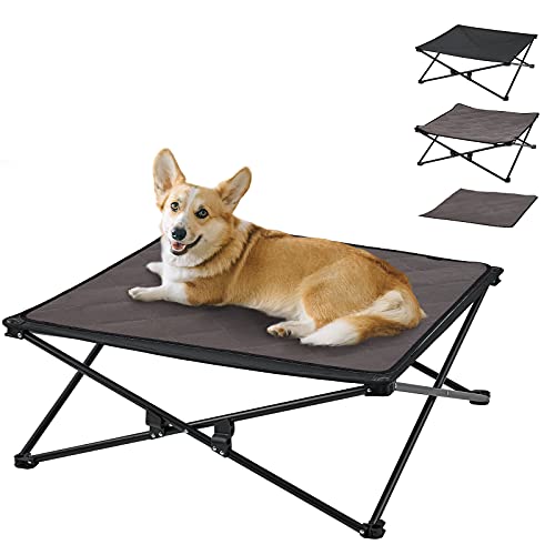 KingCamp Elevated Dog Bed Raised Dog Bed Dog Cot Outdoor Dog Bed Folding Dog Cat Pet Cot with Separate Washable Sleeping Mat Stable Durable Frame Breathable Mesh Camping Indoor(Medium)+Carrying Bag