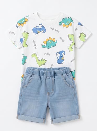Image of Krishn Creations Kids Clothes for Boys | Cotton Printed Half Sleeve T-shirt and Shorts Baby Boy Dress | Casual Wear Kids Clothes