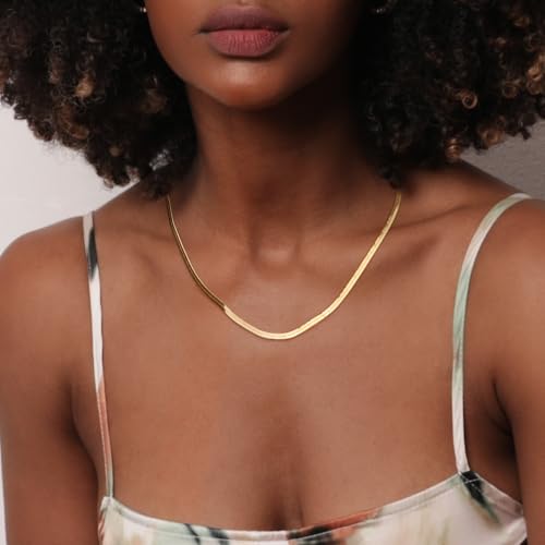 Jewlpire 925 Sterling Silver Herringbone Necklace for Women, 3mm 4mm 5mm Necklace for Women Herringbone Chain Necklaces Dainty Women's Chain Necklaces 16 18 20 22 24 Inch2