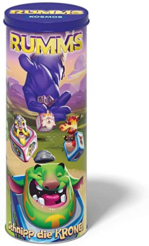 KOSMOS 680763 Rumms - Schnipp die Krone. Spannendes Würfelspiel für die ganze Familie, auch als 2er Spiel und Team-Spiel, Partyspiel, Gesellschaftsspiel in hochwertiger Metalldose, ab 7 Jahre