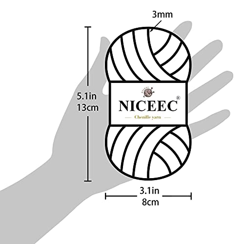 Niceec 3 Skeins Soft Chenille Yarn Blanket Yarn For Knitting Fancy Yarn For Crochet Weaving Diy Craft Total Length 3×85M (3×93Yds, 3×50G)_Incarnadine Pink #TOP4