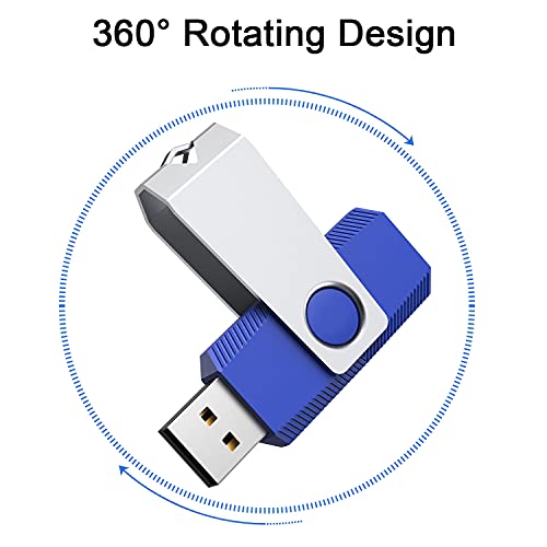 KEXIN USB Flash Drive 64GB 10 Pack USB Sticks 2.0 Memory Stick Stick Swivel Pen Drive with Pack of 10 Thumb Drives for Files Transfer and Backup (5 Mix Color: Black Blue Green Orange Red) - Image 2