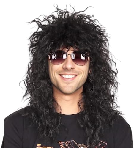 ColorGround Long Curly 80s Men Fashion Smart Rocker Style Wig