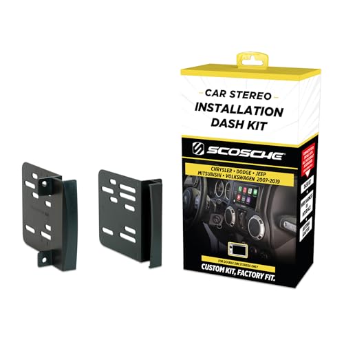 Scosche CR1291B Double DIN Radio Install Dash Kit Compatible with Select 2007-19 Chrysler, Dodge, Jeep, Mitsubishi and VW Vehicles - Car Stereo Install Kit - See Fit Guide in Images to Verify Vehicle