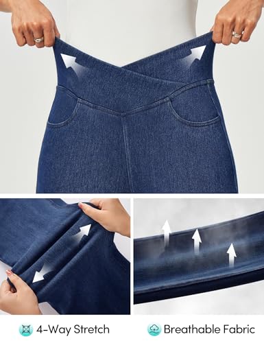 IUGA Capri Jeans for Women Pull On Jeggings for Women Tummy Control Jean Capris Pants Stretchy Denim Pants with Pockets3