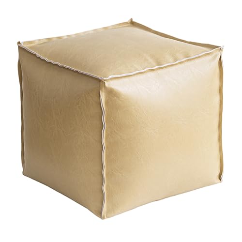 Thdsubb Unstuffed Pouf Ottoman Cover Faux PU Leather Footstool Square Foot Rest...