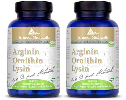 Arginin Ornithin Lysin - L-Arginin L-Ornithin und L-Lysin in optimaler Zusammensetzung - Dr. med. Michalzik - 180 Kapseln - ohne Zusatzstoffe - von BIOTIKON®