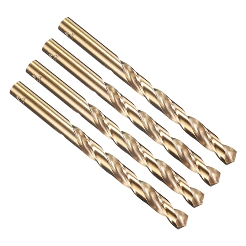 Image of PATIKIL 9mm Drill Bit, M35 Cobalt 5% High-Speed Steel Jobber Straight Shank 135° Gold Finish for Stainless Steel Hard Metal - 4 Pack