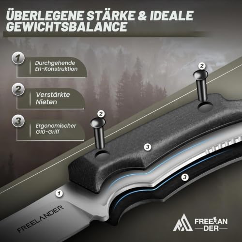 Freelander Survival Messer Feststehende Klinge Outdoor Messer Schwarz – Ansicht 3