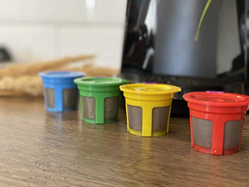 4 Reusable K Cups For Keurig - Universal Fit 1.0 & 2.0 Keurig Coffee Makers - 4 Colors Refillable Kcups Coffee Filters For All Keurig Brewers Family #TOP4