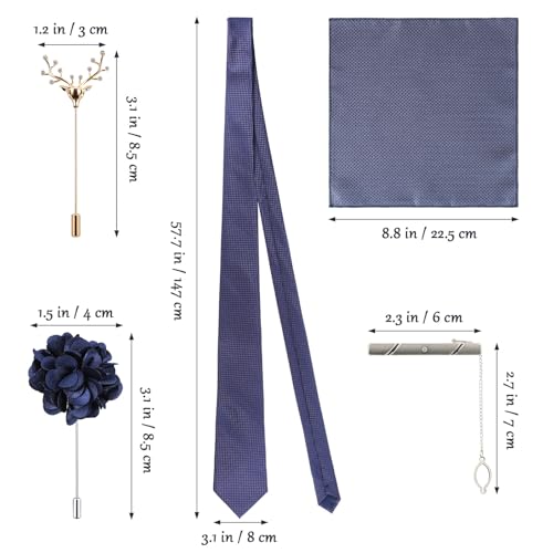 Set de corbata y pañuelo para hombre BESTonZON con pin y clip miniatura 2