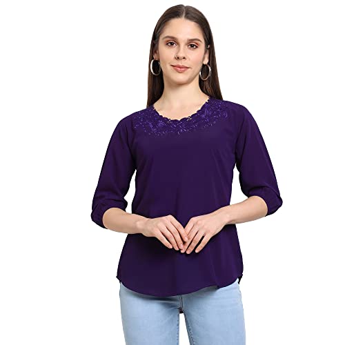 Image of GO-4 IT Women's Top with Cutwork Embroidery in Neck