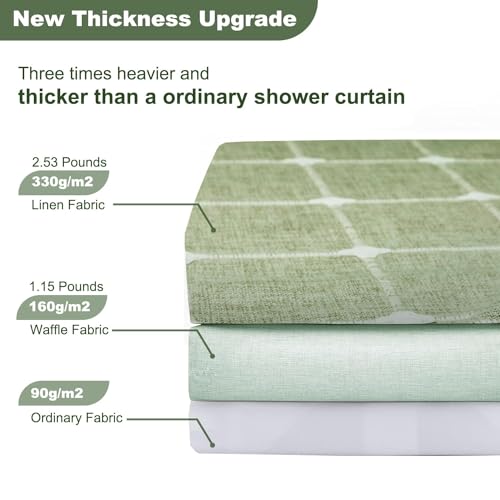 ggaimwf Sage Green Stall Shower Curtain Farmhouse Bohemian Modern Fabric Shower Curtains for Bathroom Rv Half Small Size Bathroom Curtain Set including Tassels 36x72 Inch - Image 2