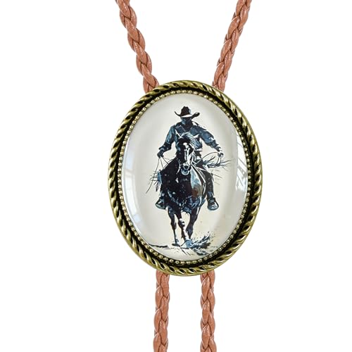 Image of Jeilwiy Bolo Tie for Men Western Cowboy Gothic Bolo Tie Necklace Halloween | Glow in Dark Bolo Tie for Men Women, 3D Halloween Bolo Tie, Gothic Western Ties, String Ties for Men Rodeo Leather Necktie