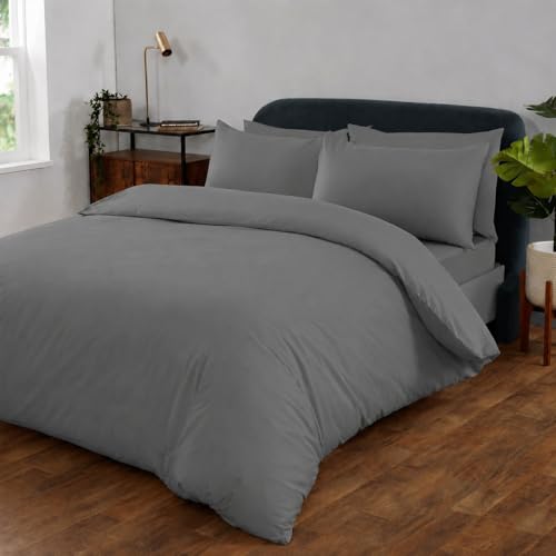 Image of Ghazlan Duvet Cover Set,300 Thread Count 100% Cotton 3Pcs Bedding Set- Duvet Cover with Pillowcases, Luxury Sateen Weave Ultra Soft Easycare Hotel Quilt Cover Set (Grey, King)