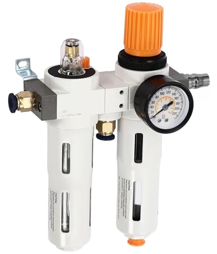Image of RQG Tire Changer Oil Water Separator, Inline Air Pressure Regulator with Tire Pressure Gauge for Tire Changer Machine, with Connectors & Mounting Accessories, Max 230PSI