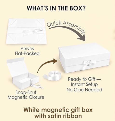 Boîtes cadeau aimantées blanches pour coffrets de naissance et grands cadeaux - 4