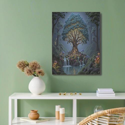 Impression sur toile de forêt arbre rivière tableau décoration murale esthétique chambre 70x100