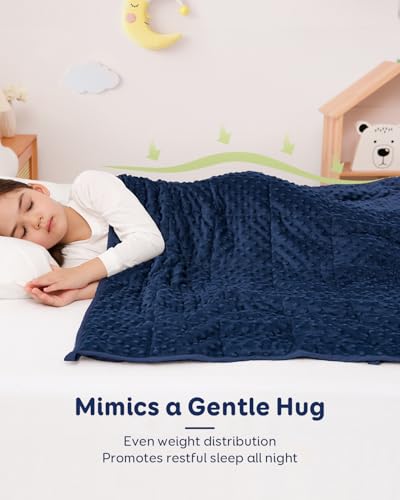 Image of Kivik 3lb Weighted Blanket, Washable Heavy Throw Blankets, 3 Pounds Weight Small Comforter for 5 6 7 8 9 Year Old, Soft Cooling Minky Material, Gifts for Sleep & School Calm, 36 x 48 inches, Navy Blue