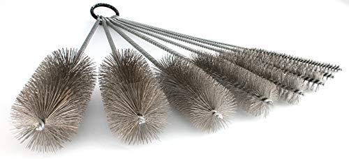 12 Inch Pipe Cleaning Brush Set With Stainless Steel Bristles, 8 Piece Variety Pack | For Auto Parts, Bottles, Guns, Tubes, Etc. #TOP1