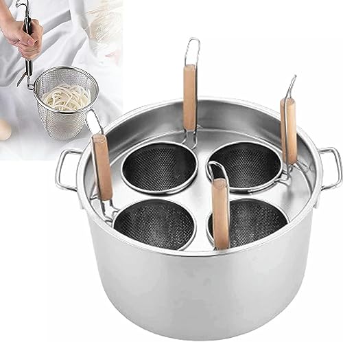 Commercial Noodle Boiler Cooking Pots,3 Piece Pasta Pot with Strainer Insert, Stock Pot and Pasta Pot Insert, for Home Kitchen Restaurant Commercial Cooking Tool,4Holes Pasta Cooker