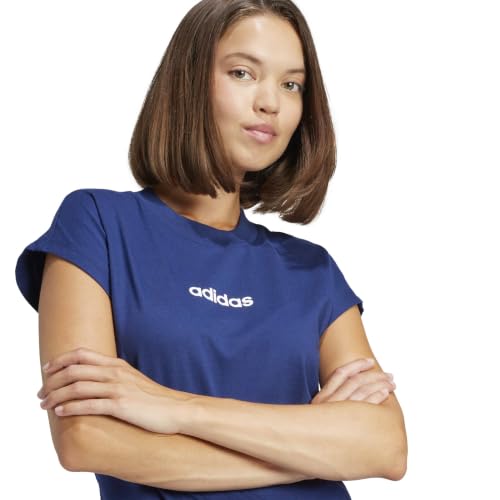 Miniatura 4 de Adidas Mujer Essentials Linear Cotton T-Shirt, Dark Blue White, L