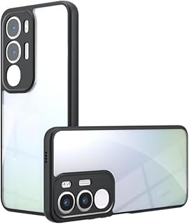 جراب حماية بتصميم شفاف مضاد للاصفرار بحماية من الدرجة العسكرية ومقاوم للصدمات ومزود بحماية للكاميرا لموبايل فيفو Y19S شبكة الجيل الرابع 4G/فيفو Y29 شبكة الجيل الخامس 5G من جرابست، إطار أسود