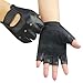 Long Keeper Genuine Leather Fingerless Driving Riding Gloves Outdoor Anti-Slip Sport Unlined Half Finger Glove for Men (Black)