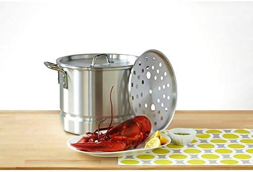 Stock-Pot 8 Qt Aluminum Steam-Pot with Steamer Rack TamalesHeavy Duty Commercial Kitchen Restaurant Olla