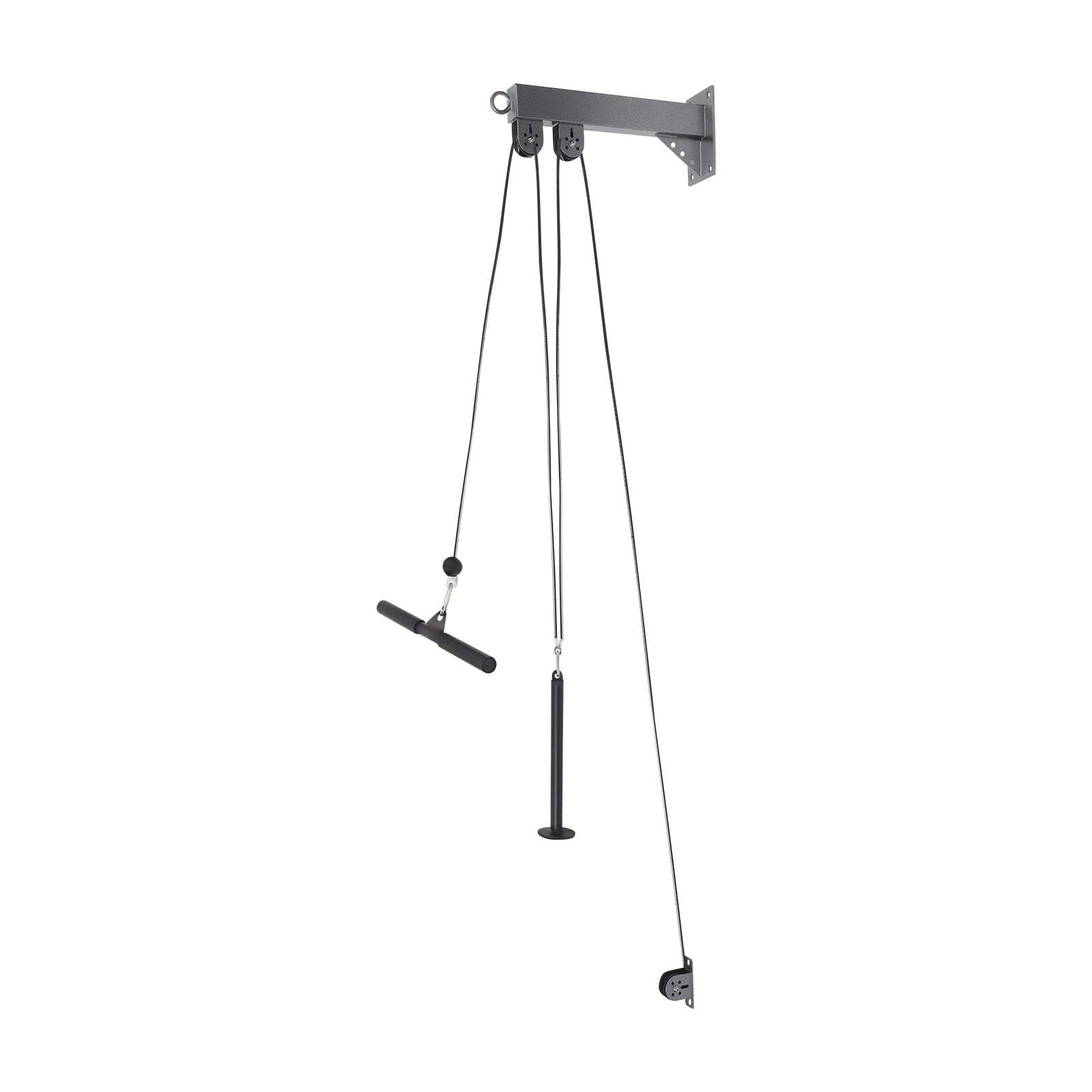 Juego de cables de fitness para montaje en pared, 150 kg, capacidad de carga para entrenamiento en casa, ejercicios, brazo, espalda, hombro, entrenamiento, color negro, ahorra espacio