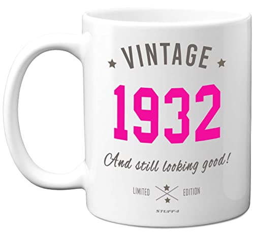 Taza vintage 1931 (años 90) – 1931 regalos cumpleaños mujeres, 90 tazas cumpleaños mujeres, tazas 90 tazas cerámica aptas lavavajillas, tazas cerámica 11 onzas, Stuff4
