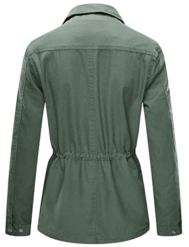 WenVen Women's Lightweight Canvas Cotton Military Jacket Utility Lapel Anorak2