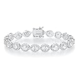 MDFUN Pulsera de tenis de lujo, chapada en oro blanco, diseño de halo de circonita cúbica, tamaño 6.5-7.5 pulgadas, 7, Circonita cúbica