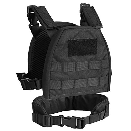 Jungle Leopard Tactical Vest for Kids Molle with Waist Belt Airsoft Paintball Chest Rig(VE-47-Black,S)