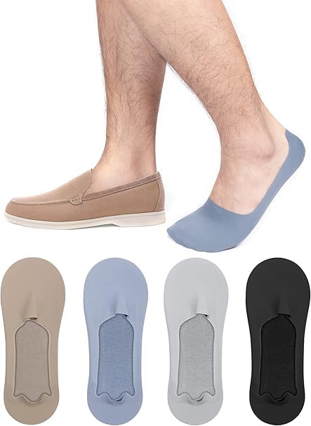 wklouyhe 4 Pairs No Show Socks Mens, Invisible Socks Men Low Cut Liner Casual Socks with Non-Slip Grips for Flats, Sneakers, Casual, Loafers, Training, Boat Shoes_Free Size-picture-42