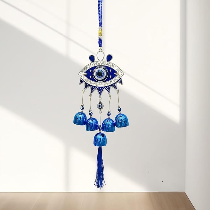 SUBHARTI Feng Shui Evil Eye Wind Chimes with 5 Bells for Main Door Balcony Wall Hanging for Positive Vibes & Removes Negative Energy-image-11