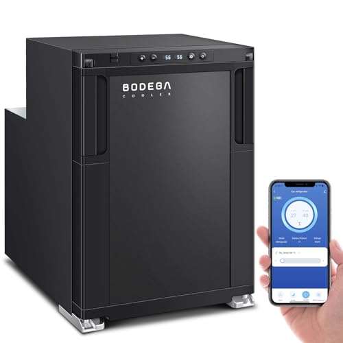 BODEGACOOLER [Upgraded] 12 Volt Refrigerator, RV Refrigerator APP Control, 45L(1.6cu.ft) RV Fridge and Freezer, Electric Cooler with Lock,(-4℉-46℉) Fridge freezer 12/24V DC for Truck,RV,Camping,Travel