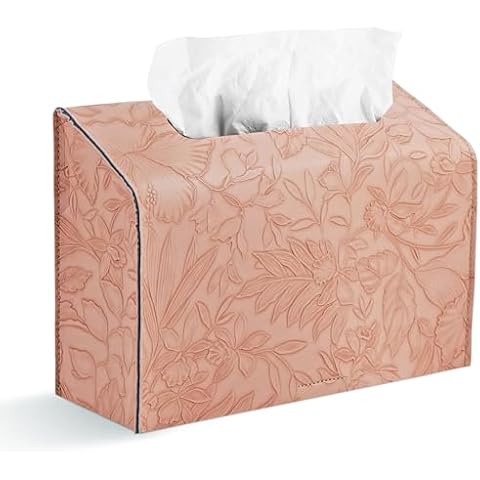 Hennaja Leather Cover for Disposable Paper Hand Towel Box, Compatible with Kleenex Paper Hand Towel(1-Carved Pink) Cover