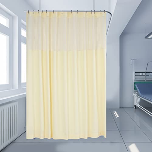 Room Divider Curtain, Privacy Cubicle Curtain with Mesh Top, 1 Panel, 9ft Wide x 8ft Tall Grommet Curtain, Freestanding Hanging Room Divider Curtain Rod for Studio Rental Hospital (Beige)