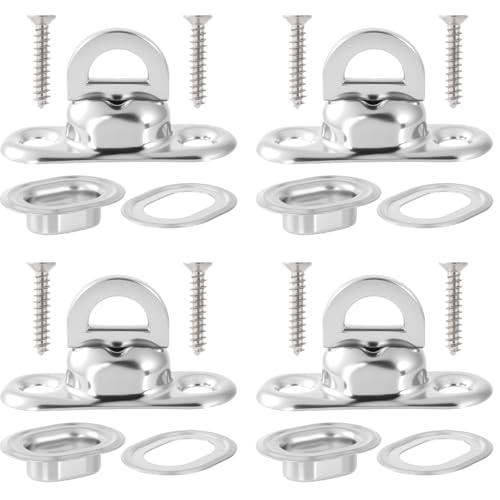 Incinkod 4 Set Twist Lock Fasteners, Rustproof Turn Button Eyelet & Stud & Mounting Screws, Zinc Alloy Canvas Quarter Turn Fasteners for Boats (Silver, Style2)